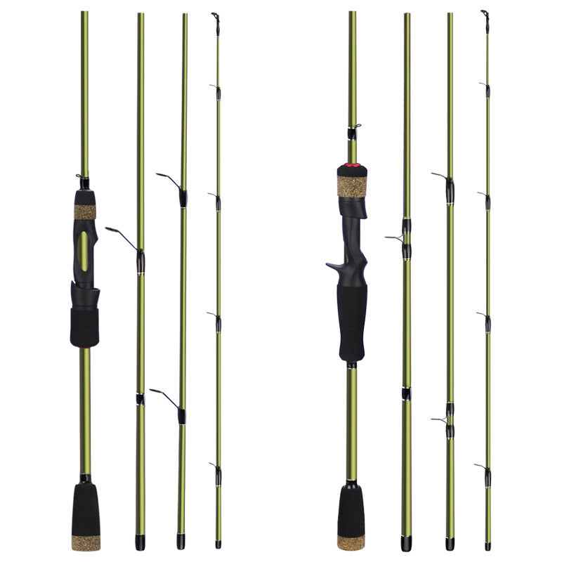 4-Piece Carbon Spinning Rod | 1.8m–2.1m Travel Fishing Rod with Cloth Bag