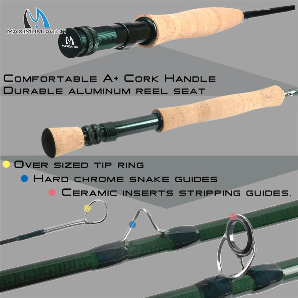 Maximumcatch Fly Fishing Combo – Carbon Rod & Aluminum Reel (3–8 wt, 4-Piece)