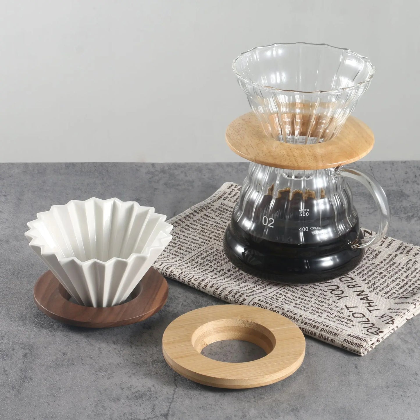 Walnut Pour-Over Coffee Filter Stand | Wooden Dripper Holder for V60 & Origami