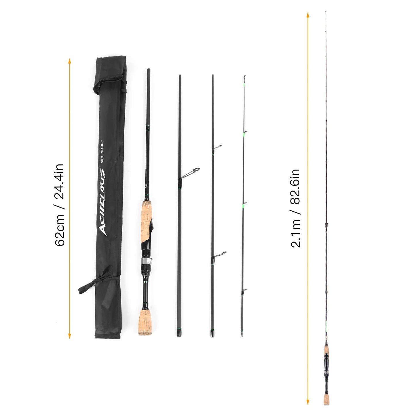 Portable Travel Spinning Rod | 4-Piece Carbon Fiber | 1.8m–2.2m