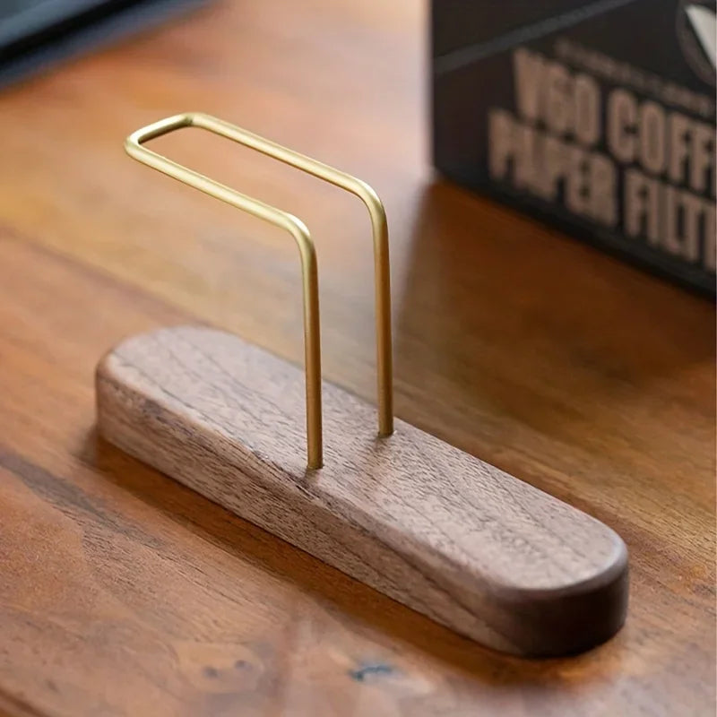 Wood & Brass Coffee Filter Holder | V-Shaped Stand for Paper Filters