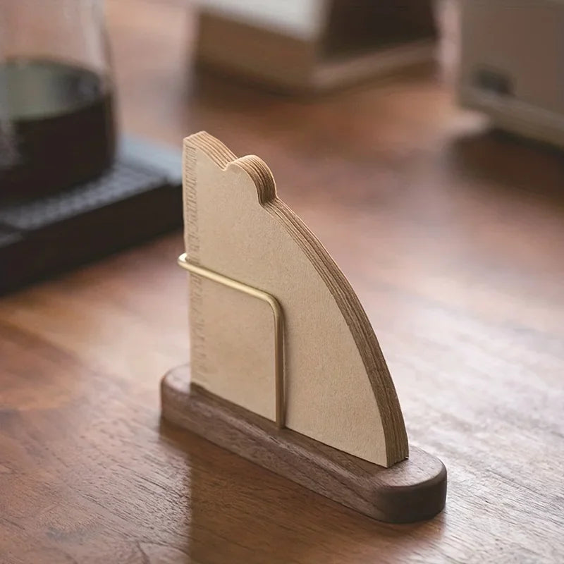 Wood & Brass Coffee Filter Holder | V-Shaped Stand for Paper Filters