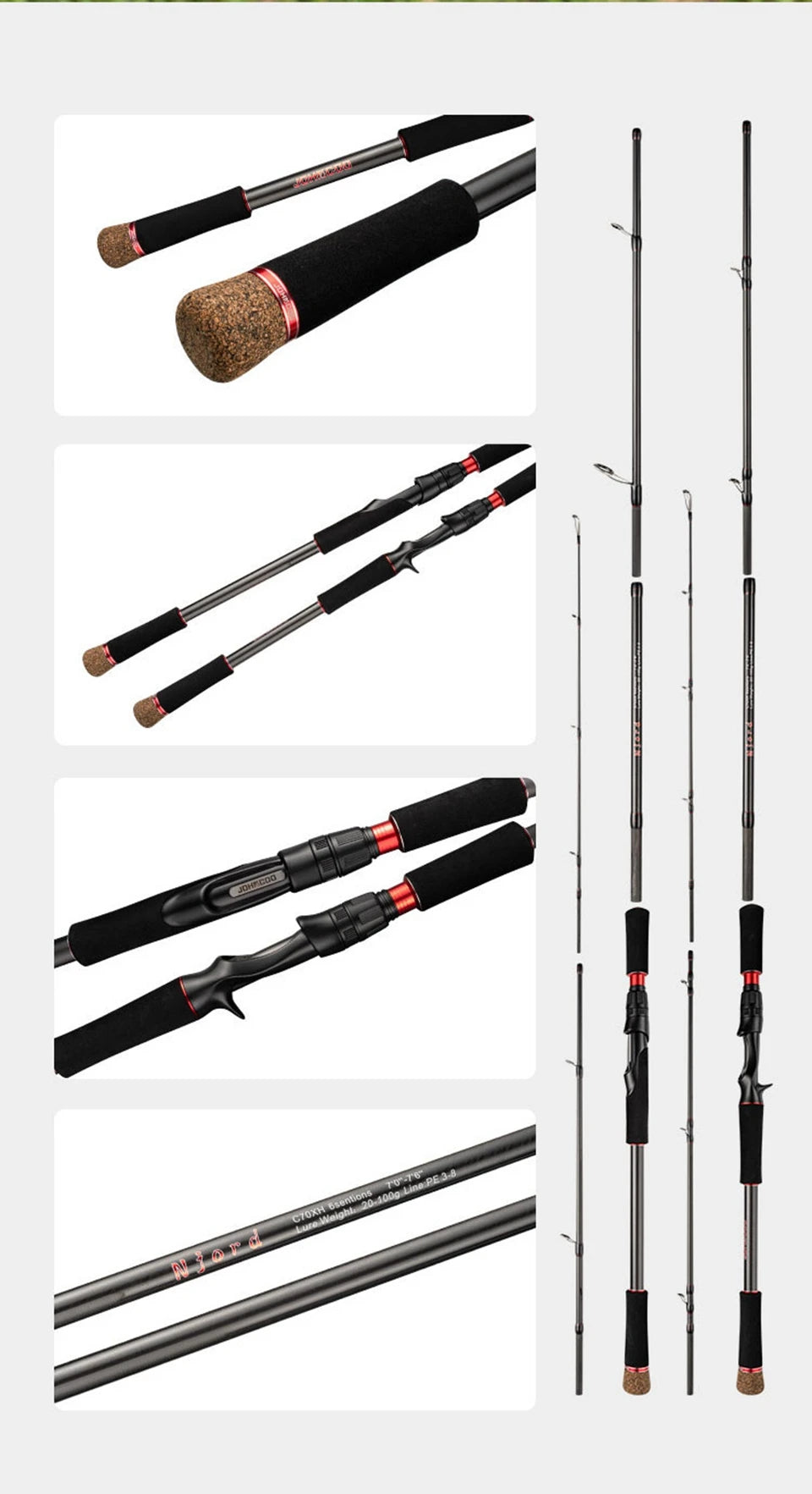 6-Section Carbon Fiber Travel Fishing Rod | Casting & Spinning