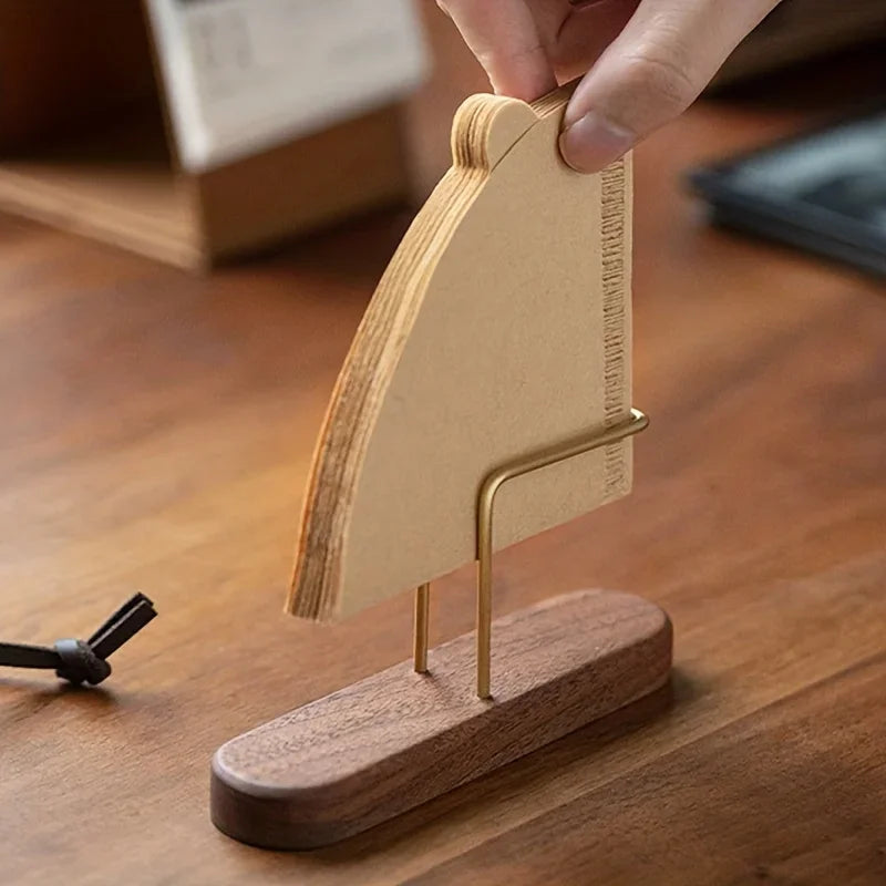 Wood & Brass Coffee Filter Holder | V-Shaped Stand for Paper Filters