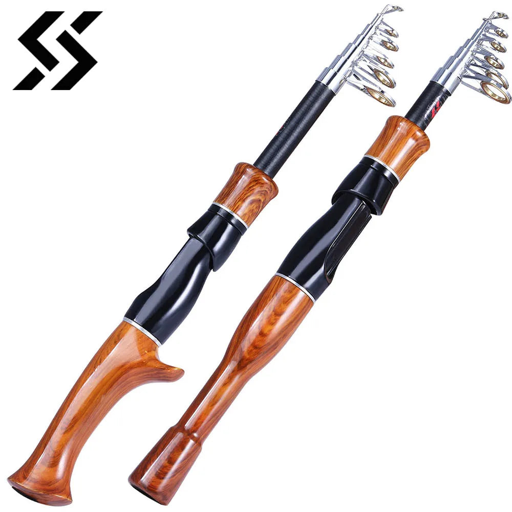 Sougayilang Telescopic Fishing Rod | 1.6M Carbon Spinning & Casting Rod for Travel