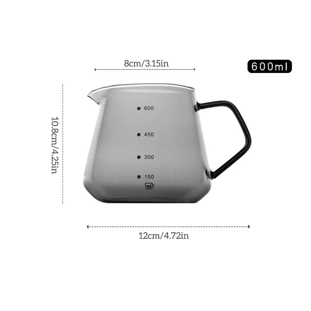 600ml Glass Coffee Server | Pour-Over Carafe with Measurement Scale