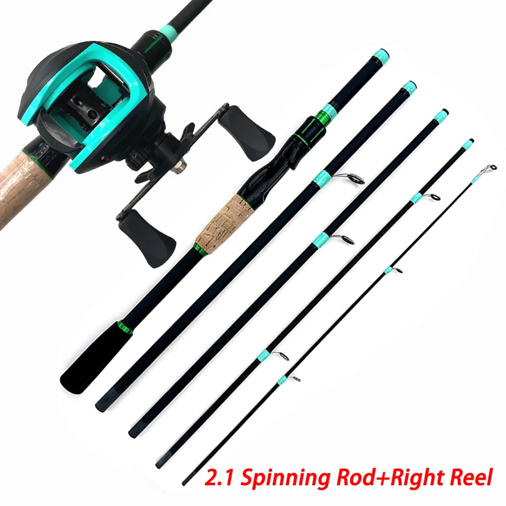 Baitcasting Rod & Reel Combo – 4/5 Section ML Action Travel Set (3.5–14g, 7.2:1)