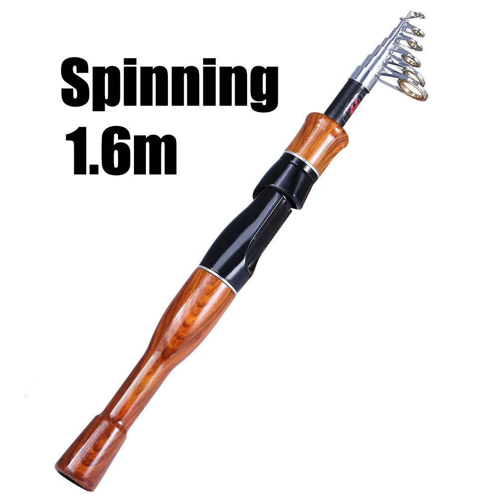 Sougayilang Telescopic Fishing Rod | 1.6M Carbon Spinning & Casting Rod for Travel