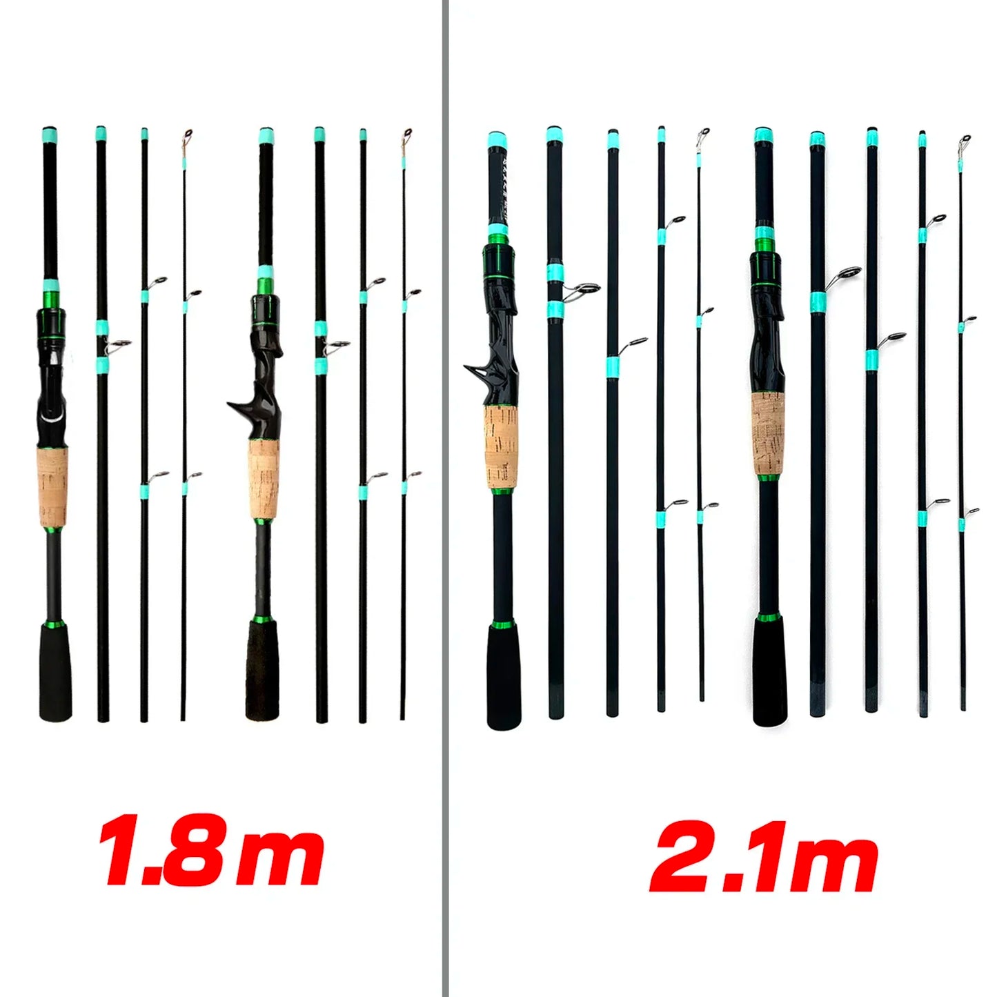 Baitcasting Rod & Reel Combo – 4/5 Section ML Action Travel Set (3.5–14g, 7.2:1)