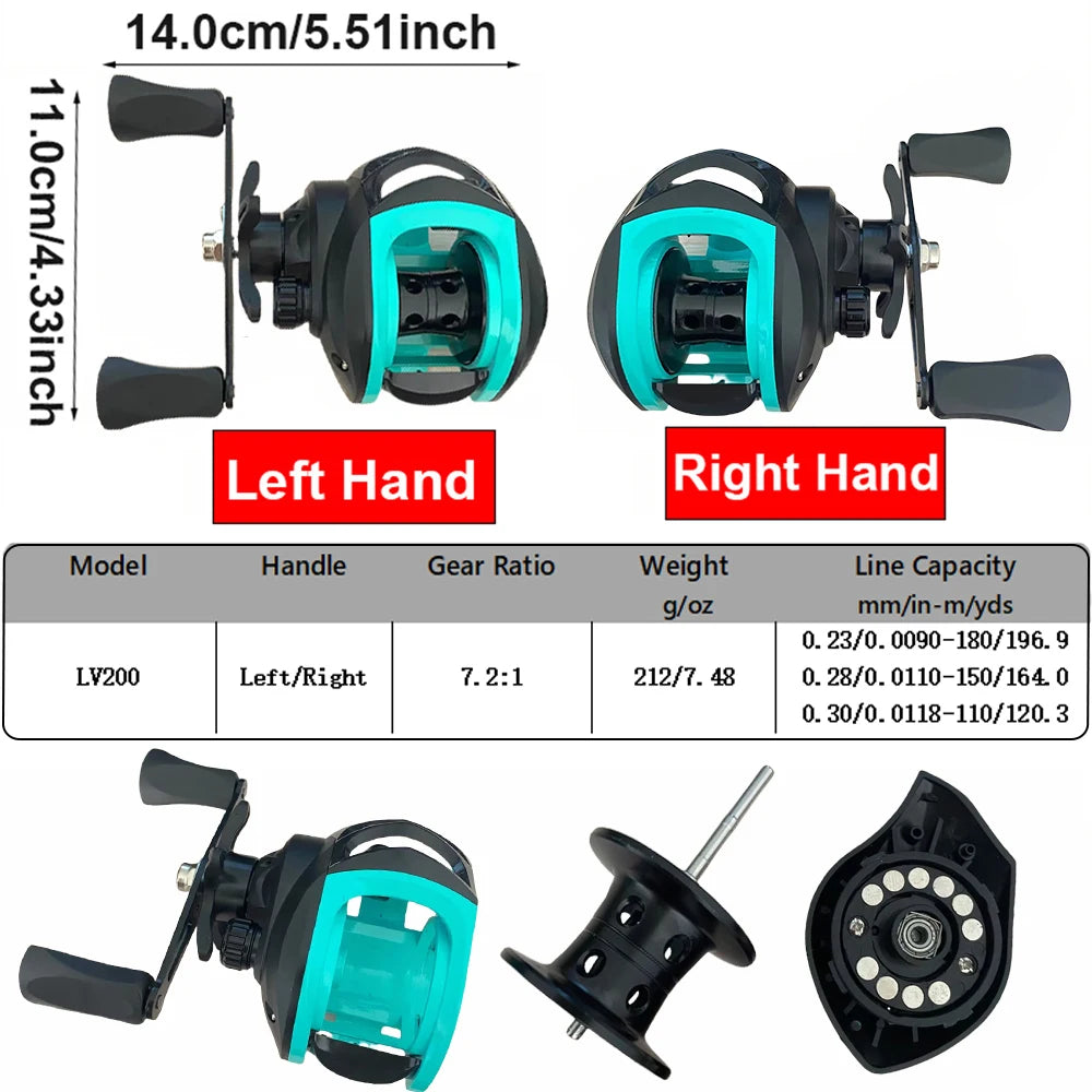 Baitcasting Rod & Reel Combo – 4/5 Section ML Action Travel Set (3.5–14g, 7.2:1)