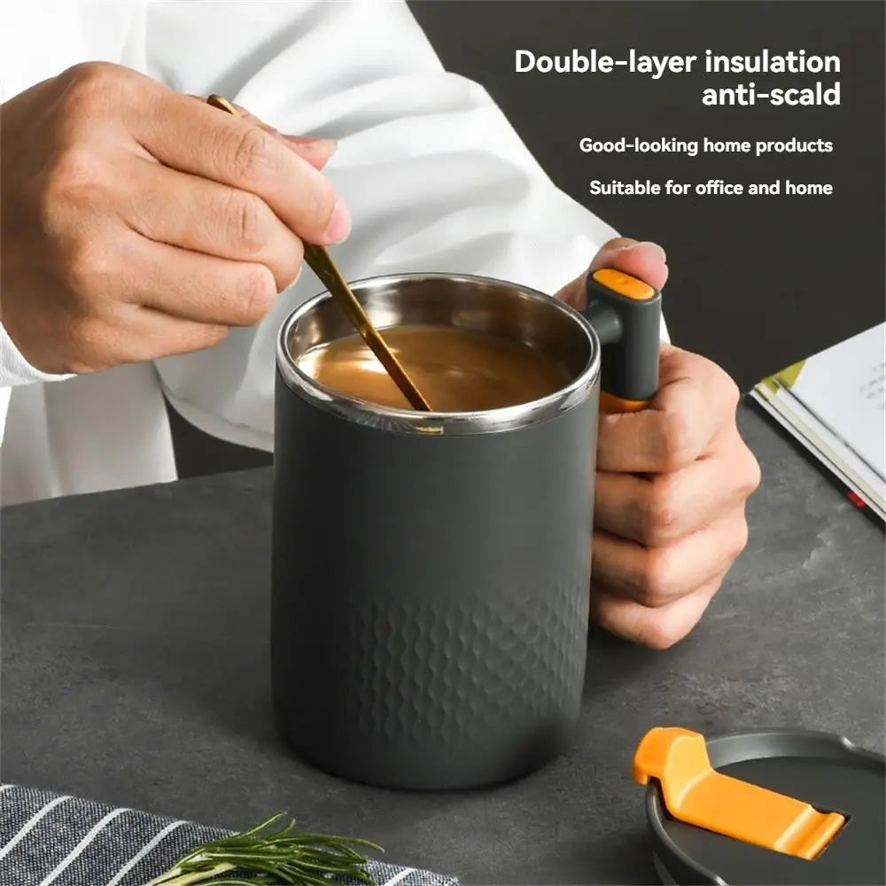 304 Stainless Steel Mug with Lid | Double-Layer Coffee & Tea Cup (450ml)