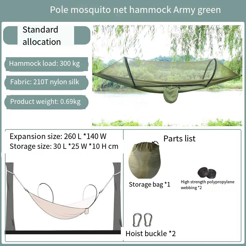Portable Camping Hammock with Mosquito Net – Lightweight Anti-Rollover Design