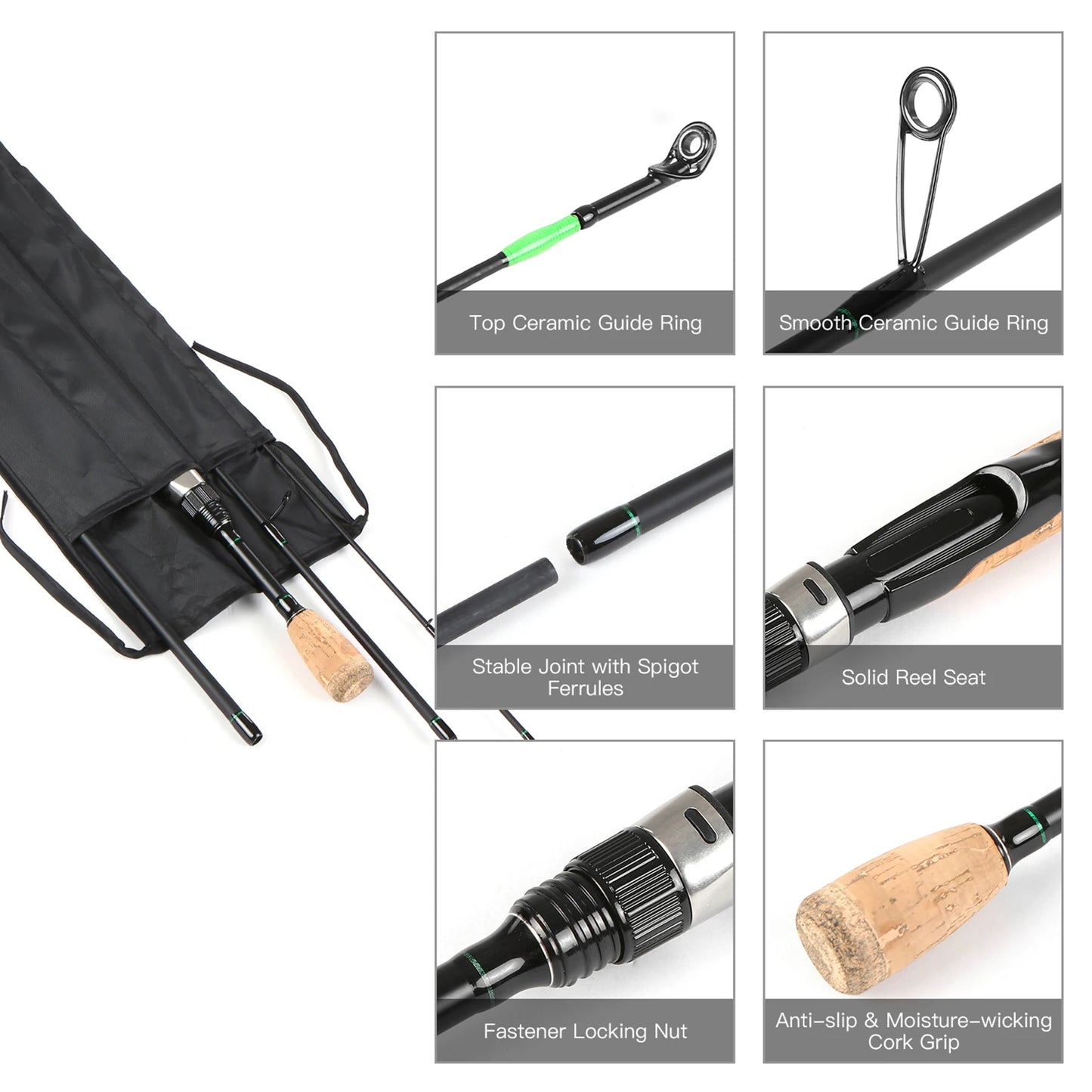 Portable Travel Spinning Rod | 4-Piece Carbon Fiber | 1.8m–2.2m