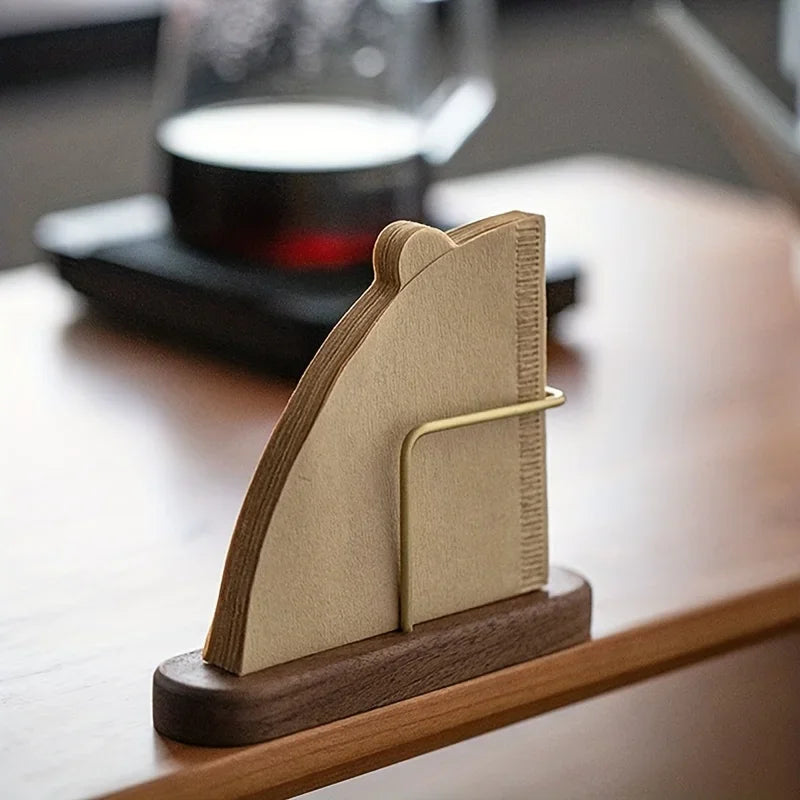 Wood & Brass Coffee Filter Holder | V-Shaped Stand for Paper Filters
