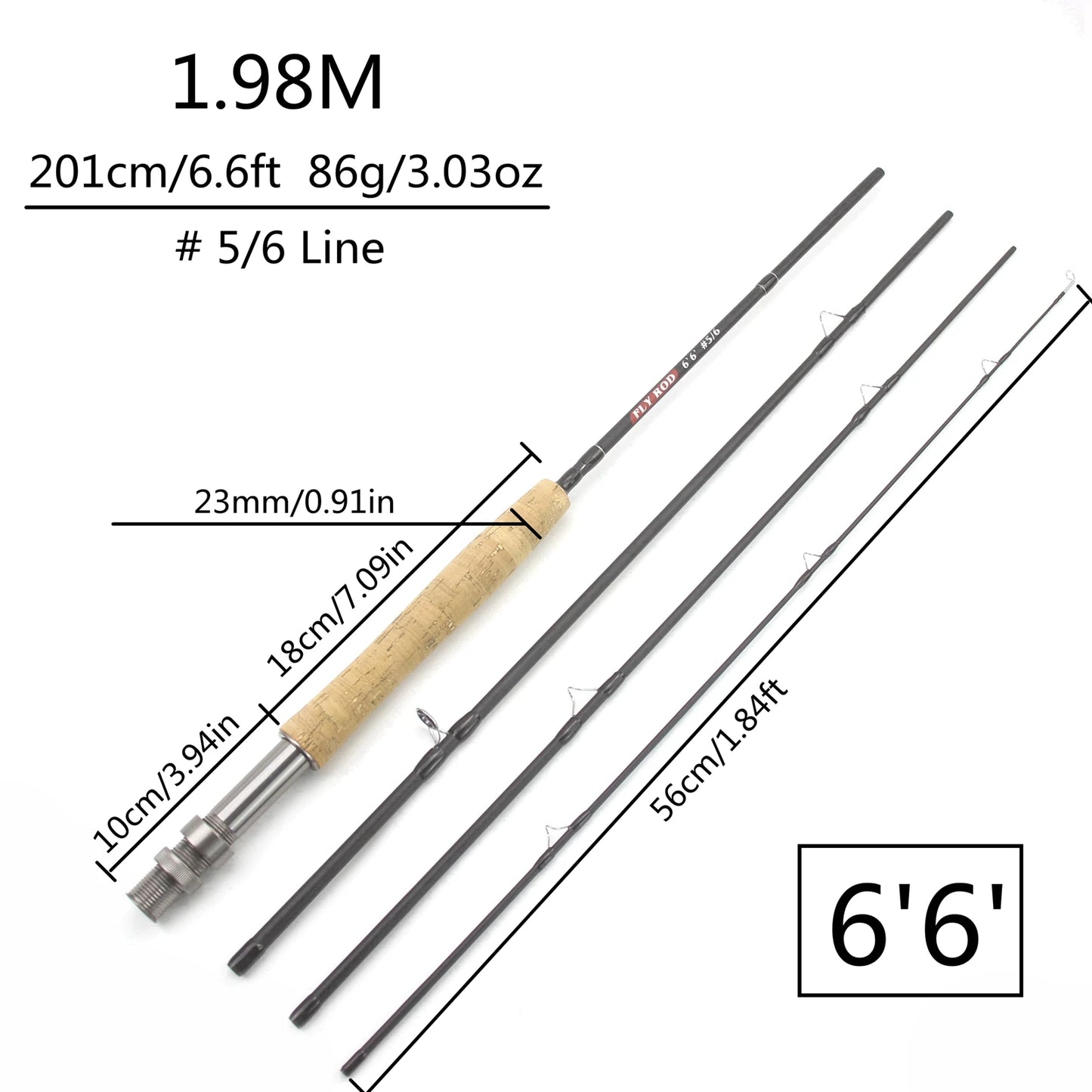 Seachaser 7FT 5/6WT Fly Fishing Rod – Carbon Fiber, Slow Action with Cork Handle