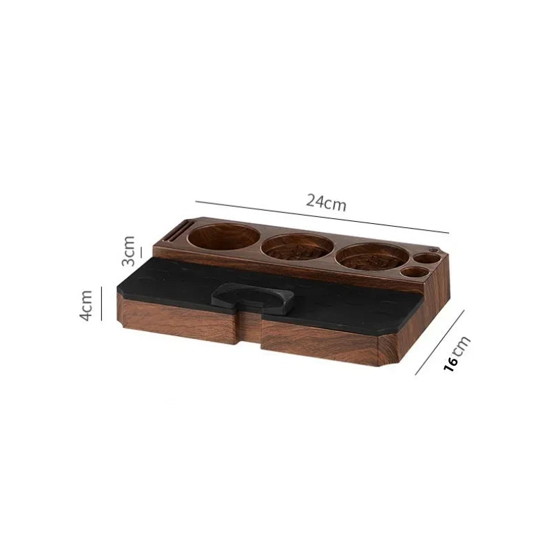 Espresso Tamper Station Stand | Portafilter Organizer with Wood Grain Base