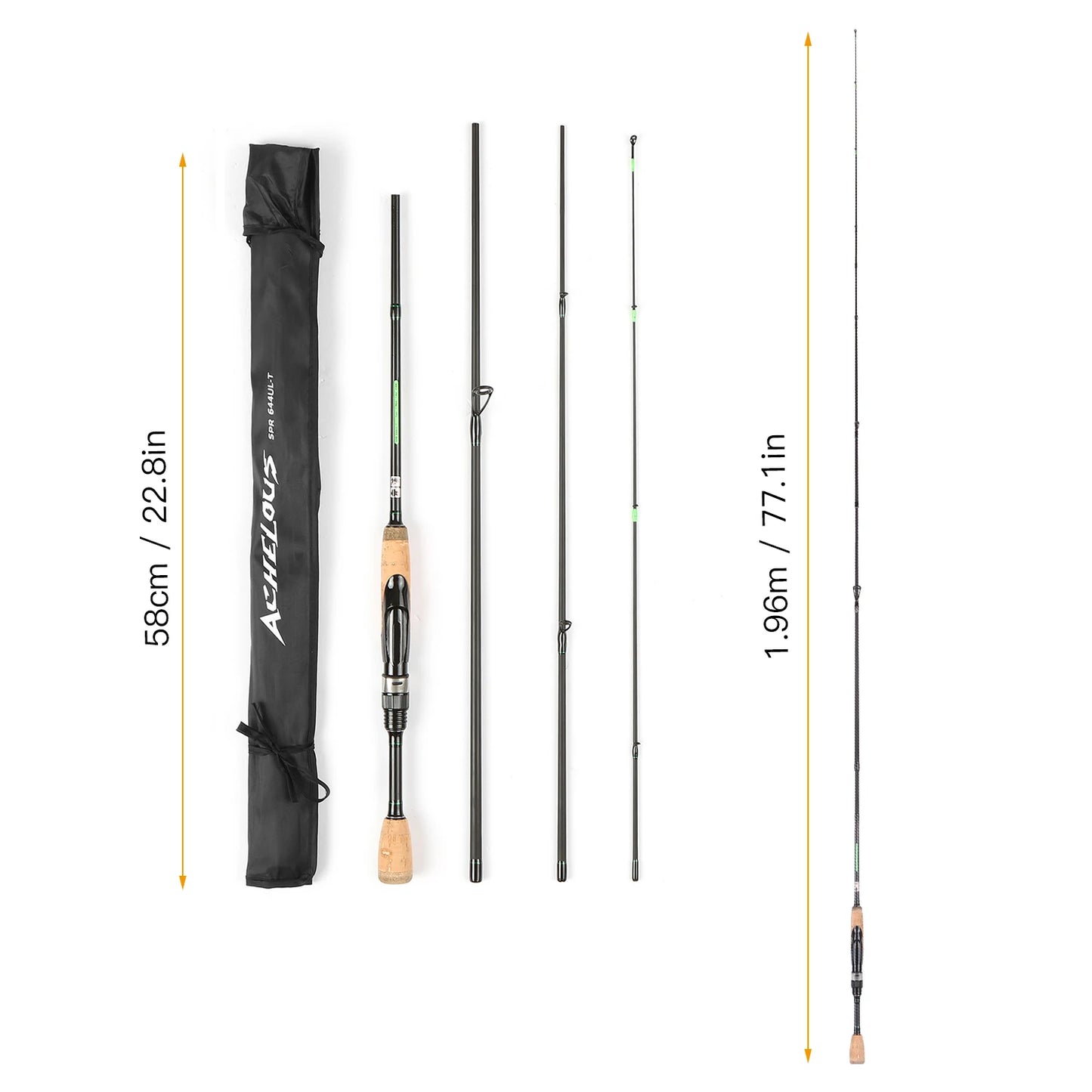 Portable Travel Spinning Rod | 4-Piece Carbon Fiber | 1.8m–2.2m