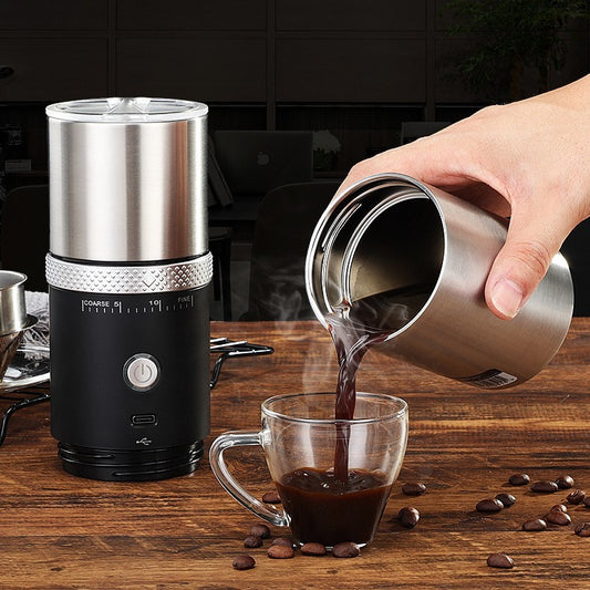 USB Electric Portable Coffee Maker | 220ml Travel Brewer with Built-In Grinder