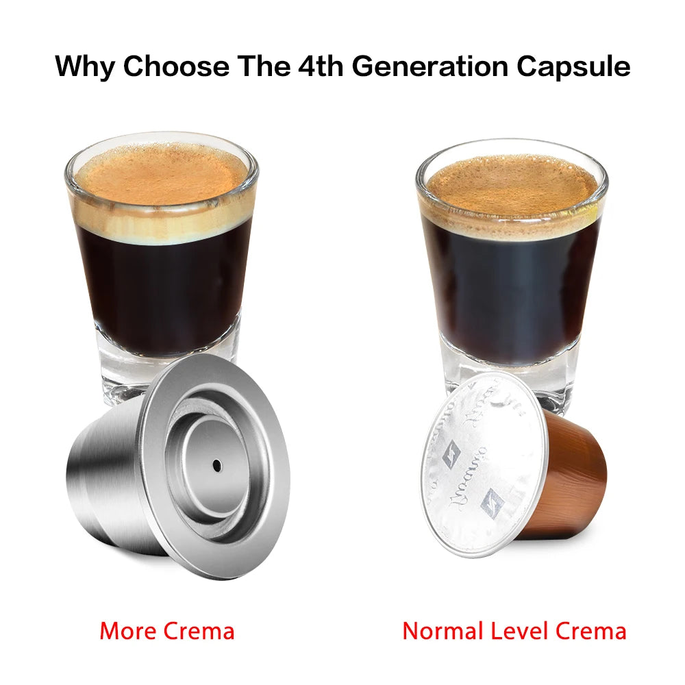 iCafilas Reusable Coffee Capsule Kit | Stainless Steel Pod with Tamper, Scoop & Brush