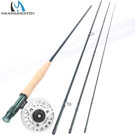 Maximumcatch Fly Fishing Combo – Carbon Rod & Aluminum Reel (3–8 wt, 4-Piece)
