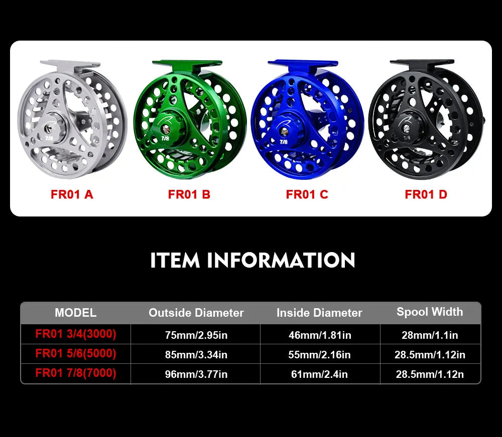 PROBEROS Fly Reel – Aluminum, CNC Machined, 3/4 to 7/8 wt, 3+1BB