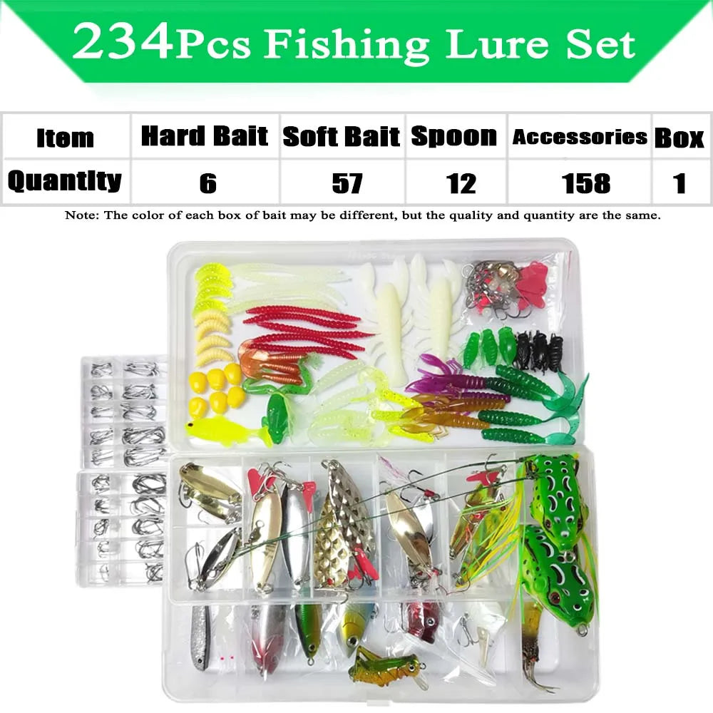 320-Piece Fishing Lure Kit | Soft & Hard Baits with Minnows, Spoons & Jigs
