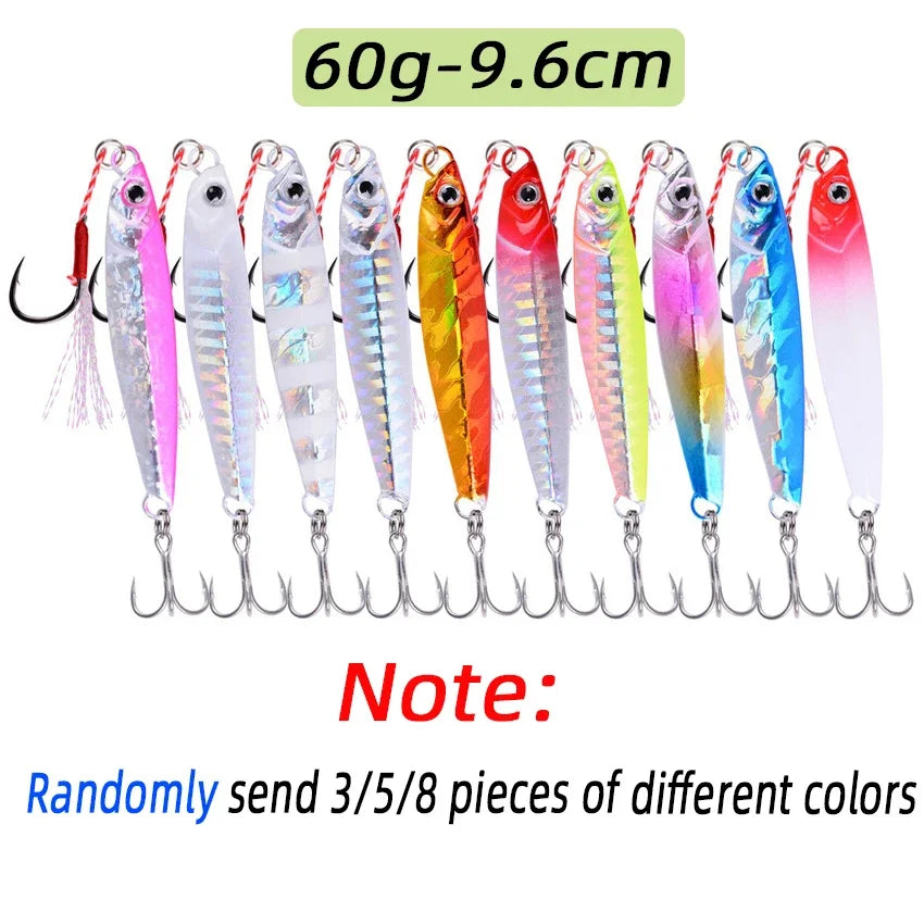 Vertical Metal Jig Lure Set | 3/5/8pcs Saltwater Jigging Lures (7g–40g)