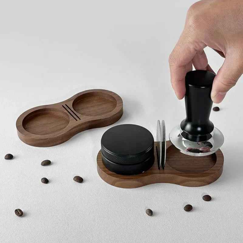 Walnut Wood Coffee Tamper Mat Station | Base Holder for 51/53/58mm Espresso Tools