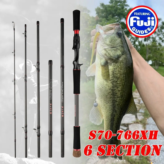 6-Section Carbon Fiber Travel Fishing Rod | Casting & Spinning