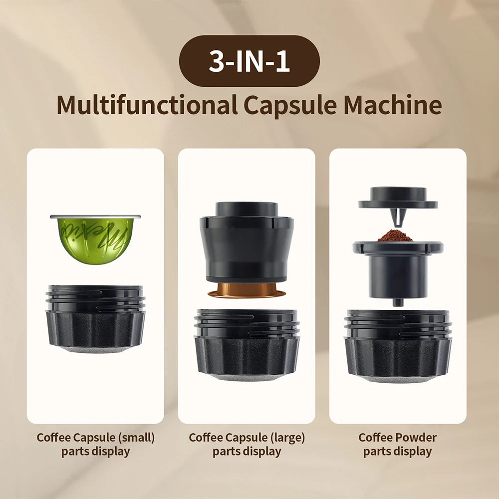 3-in-1 Portable Coffee Maker – Wireless Espresso Machine for Car, Home & Camping