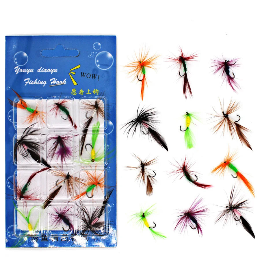 12pcs Dry Fly Fishing Lures – Classic Insect Patterns for Trout & Panfish