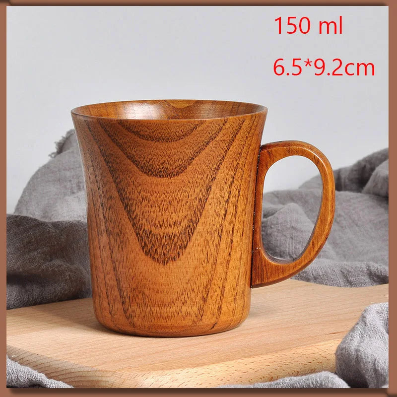 Traditional Handmade Wooden Mug | Chinese-Style Heat-Insulated Tea & Coffee Cup