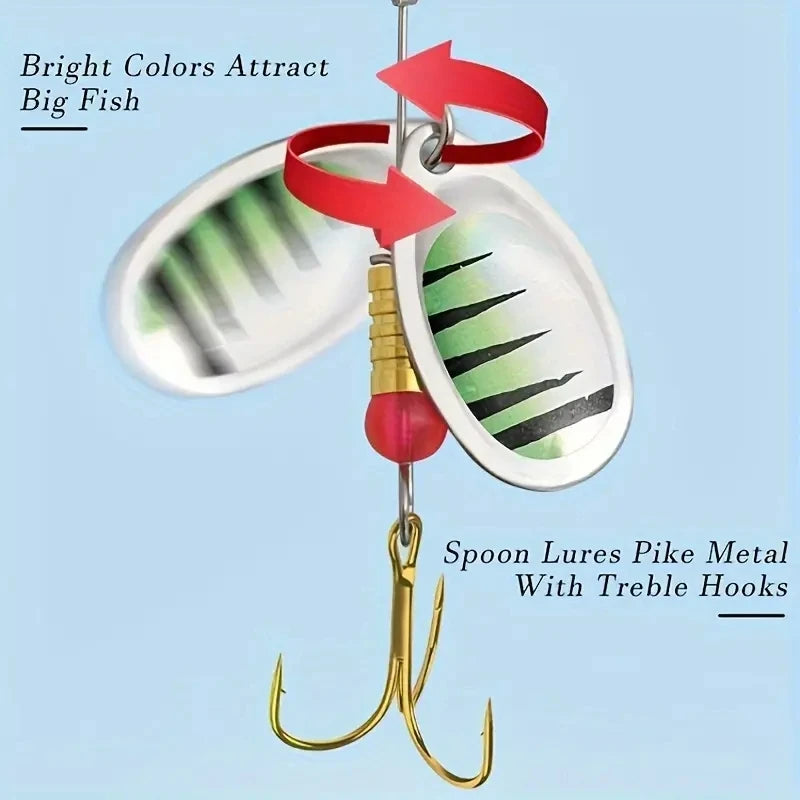 10-Piece Spinner Lure Kit | Treble Hook Metal Spinners for Bass & Trout