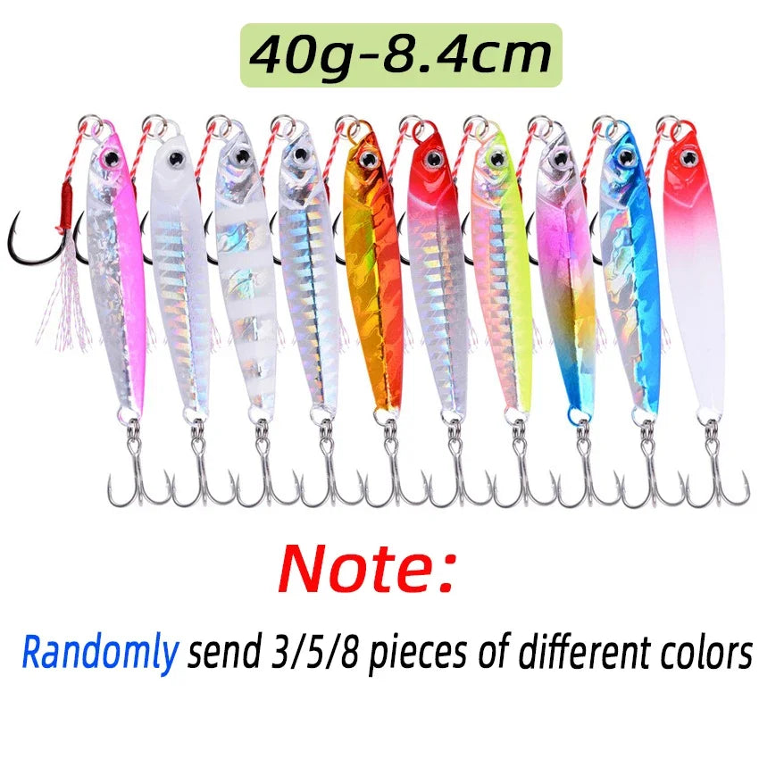 Vertical Metal Jig Lure Set | 3/5/8pcs Saltwater Jigging Lures (7g–40g)