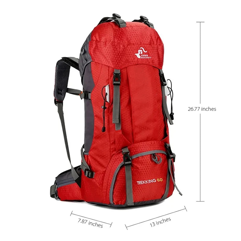 60L Hiking Backpack with Rain Cover – Outdoor Camping & Travel Rucksack