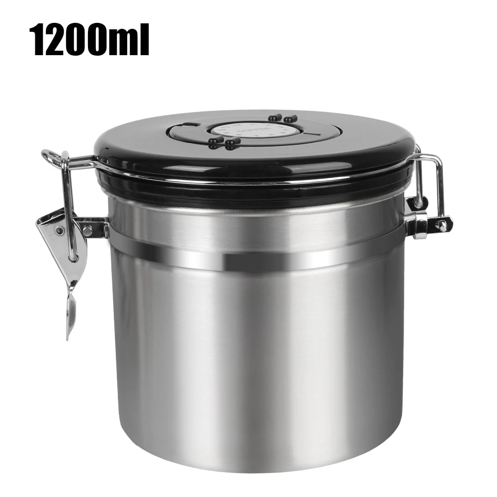 Stainless Steel Coffee Canister | Airtight Storage with CO₂ Valve for Freshness