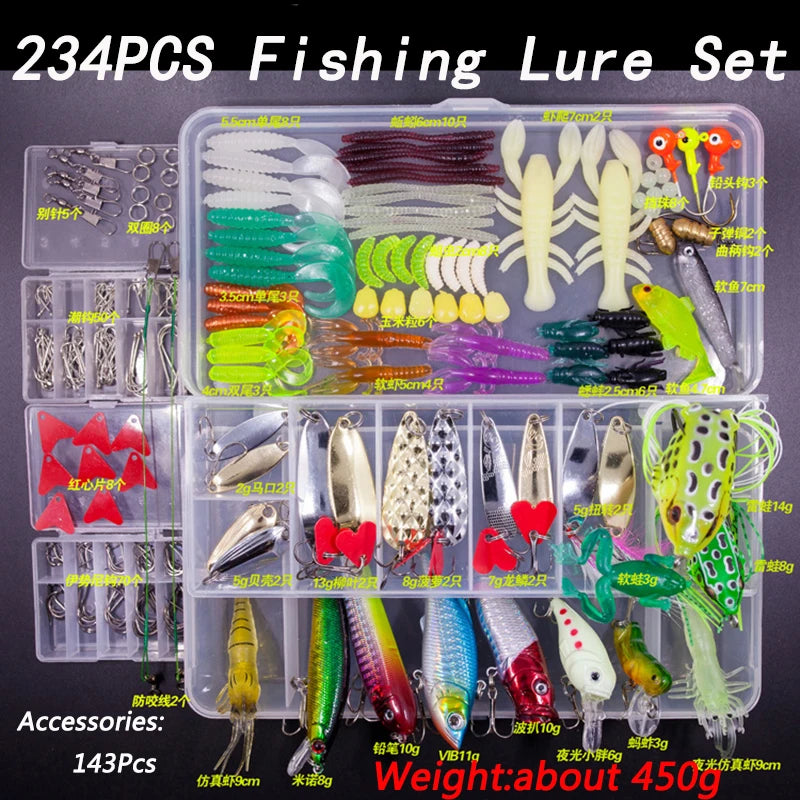 320-Piece Fishing Lure Kit | Soft & Hard Baits with Minnows, Spoons & Jigs