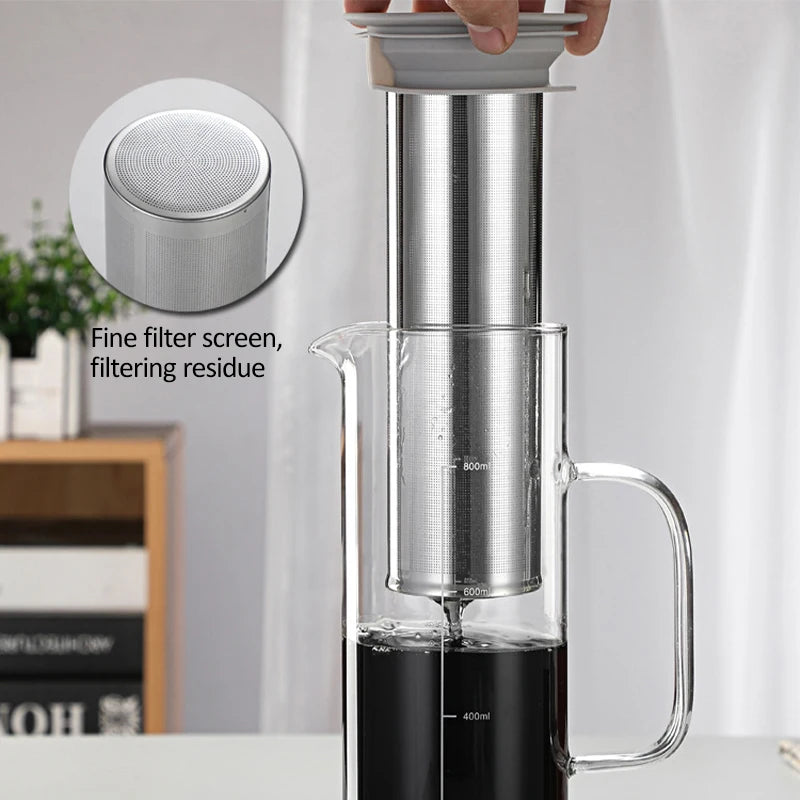 800ml Cold Brew Coffee Maker | Airtight Glass Pitcher with Tea Infuser
