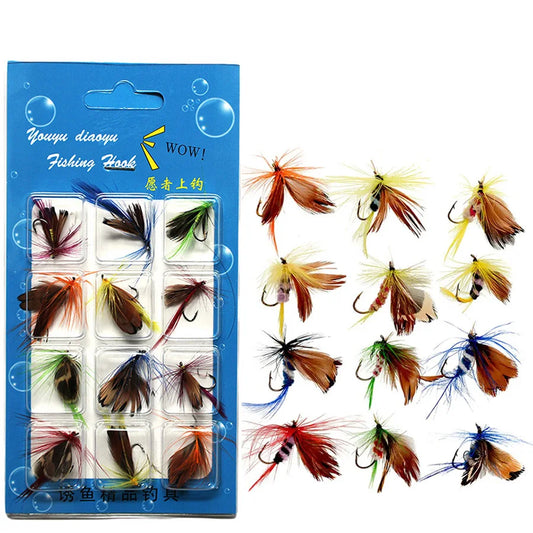 12pcs Dry Fly Fishing Lures – Classic Insect Patterns for Trout & Panfish