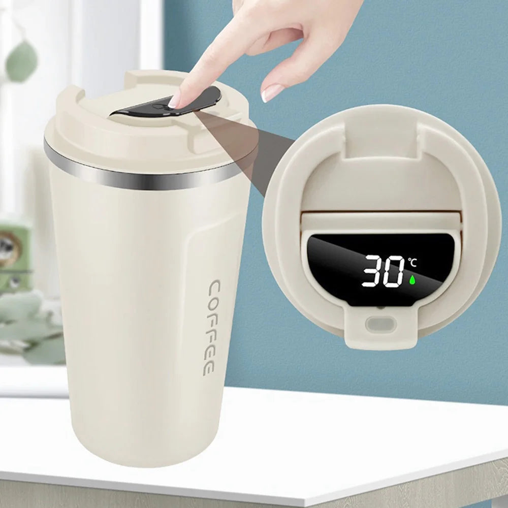 510ml Smart Stainless Steel Coffee Tumbler | Leakproof Thermos with Temperature Display