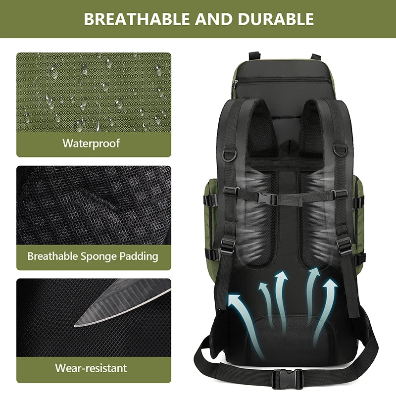 90L Large Hiking Backpack – Tactical-Style Camping Rucksack with MOLLE Straps