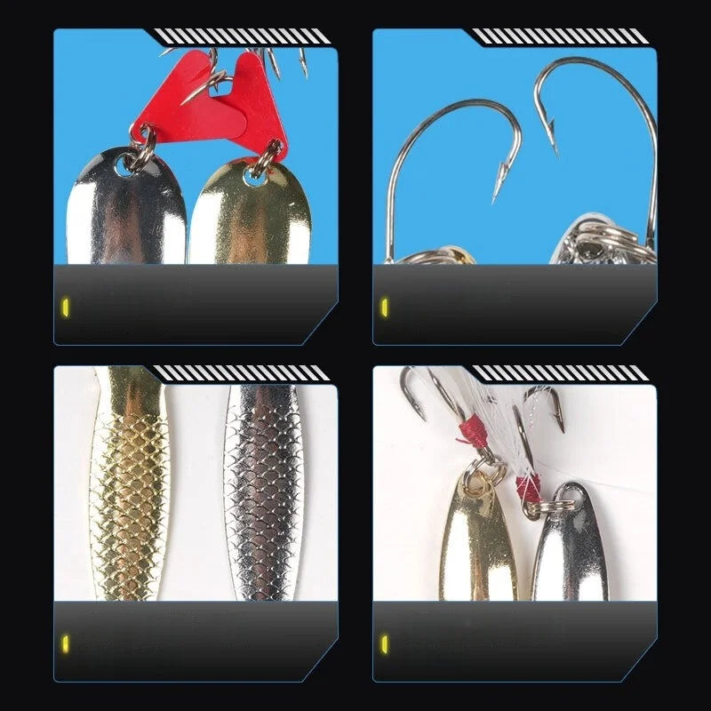 16-Piece Fishing Spoon Lure Kit | Spinning Metal Lures for Bass, Pike & Trout