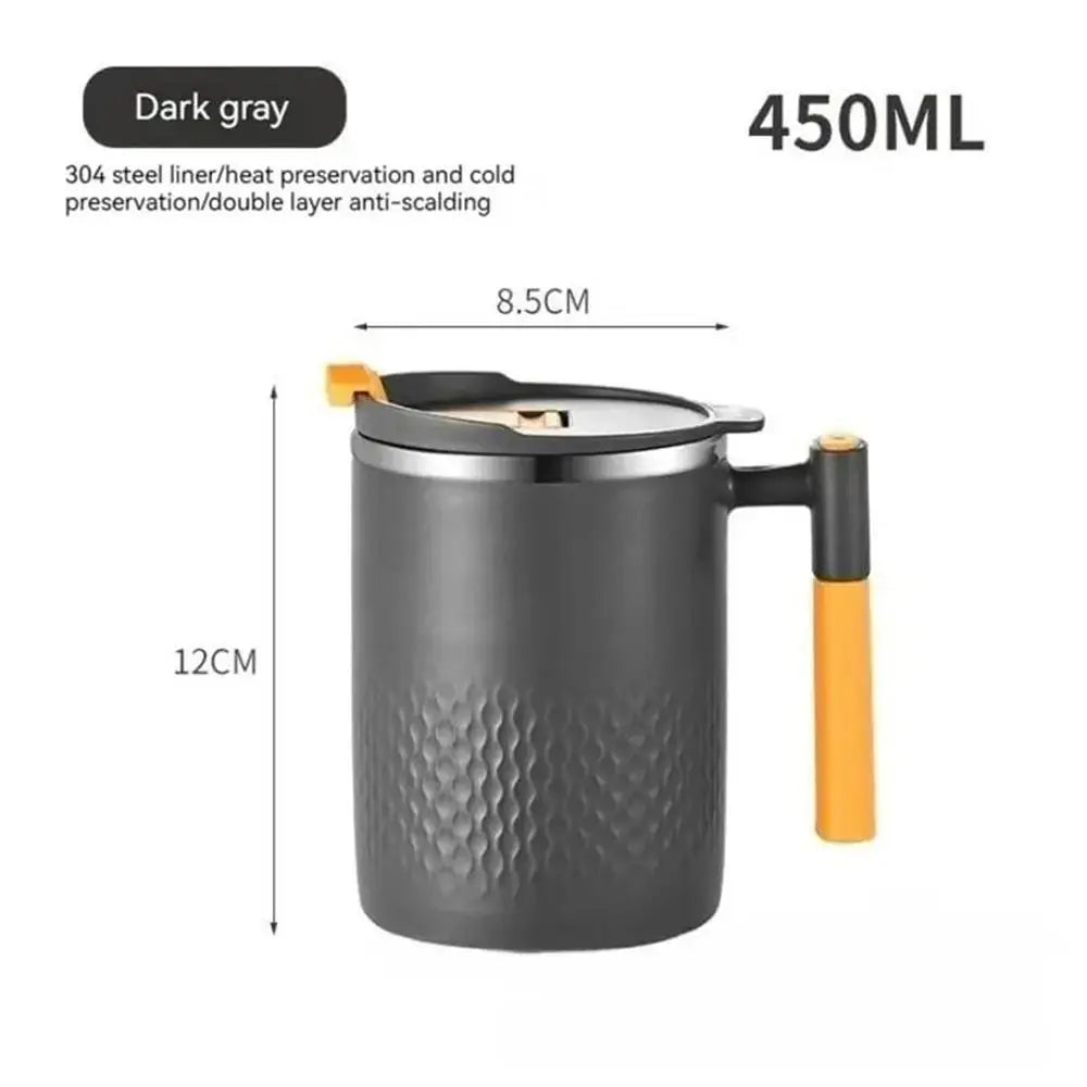 304 Stainless Steel Mug with Lid | Double-Layer Coffee & Tea Cup (450ml)