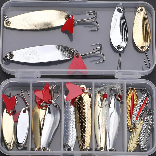 16-Piece Fishing Spoon Lure Kit | Spinning Metal Lures for Bass, Pike & Trout