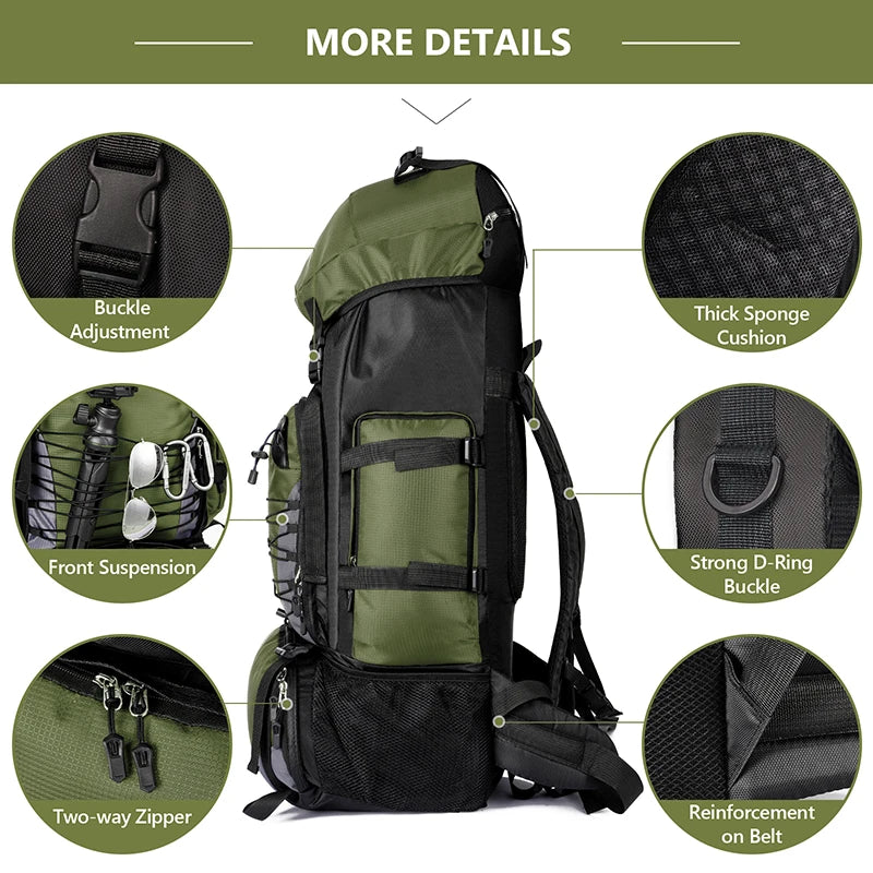 90L Large Hiking Backpack – Tactical-Style Camping Rucksack with MOLLE Straps