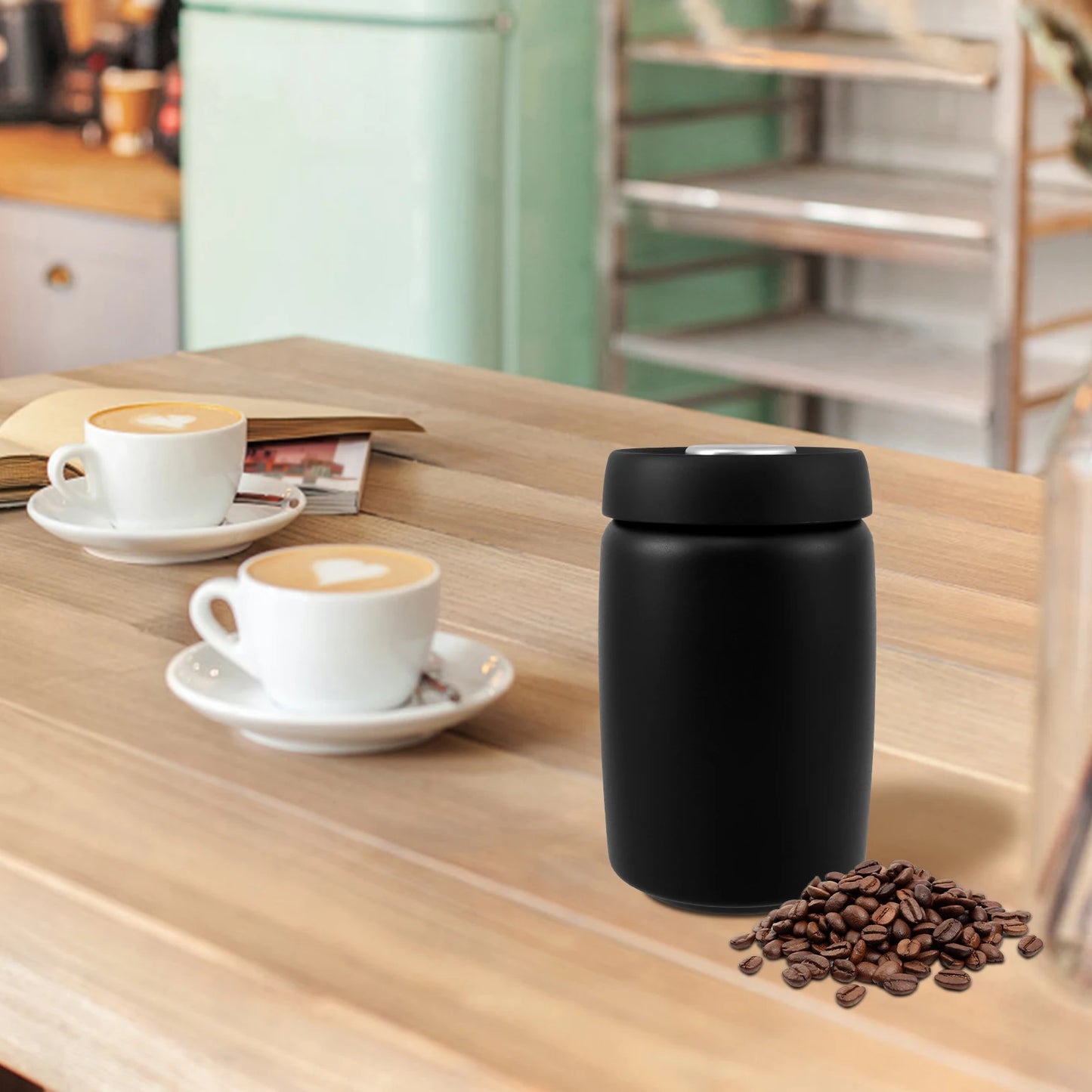 1200ml Stainless Steel Coffee Canister | Airtight Vacuum Food Storage Jar