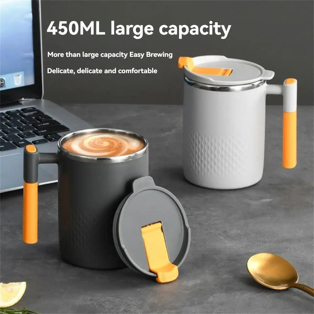 304 Stainless Steel Mug with Lid | Double-Layer Coffee & Tea Cup (450ml)