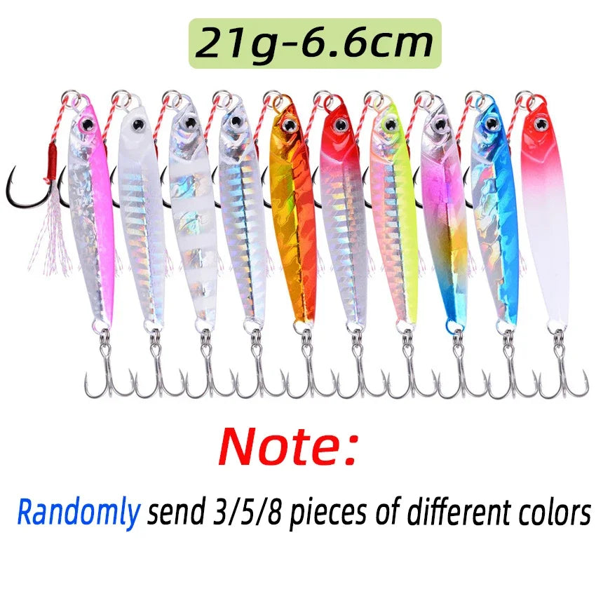 Vertical Metal Jig Lure Set | 3/5/8pcs Saltwater Jigging Lures (7g–40g)