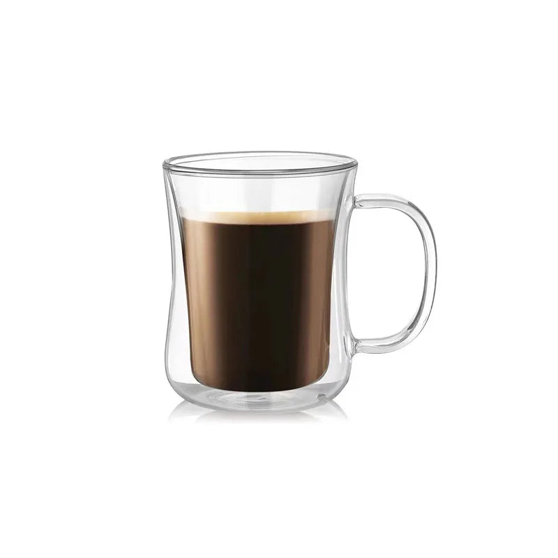 1–4pcs Double Wall Glass Espresso Cups | Clear Coffee Mugs with Handle