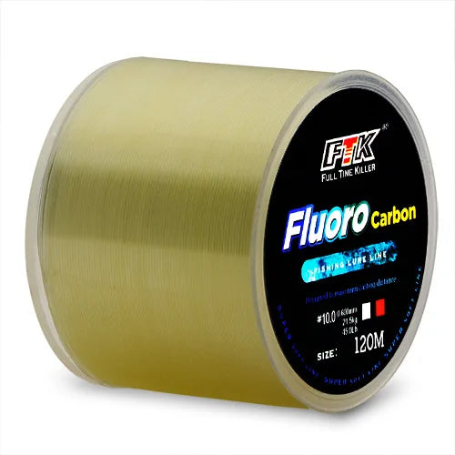 120m Fluorocarbon-Coated Fishing Line | Carbon Fiber | 7 Colors & 12 Strengths